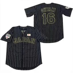 Japan 16 OHTANI Baseball Jersey Oversize Outdoor Sportswear Embroidery Sewing Stripes Hip Hop Cloth High Street T-Shirts