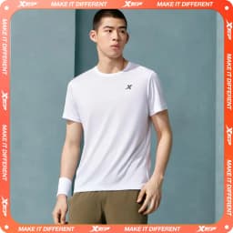 Xtep Short Sleeve Knitted Shirt For Men Sports Sweatshirt Comfortable Quick-Drying Breathable Tops 877229010273