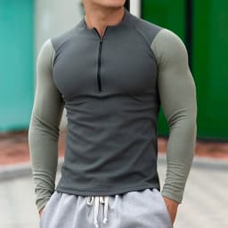 Men Compression Running Sport T-shirt Athletic Tight Long Sleeve Sweatshirt Training Jogging Outer Clothing Fitness Tops F4S2