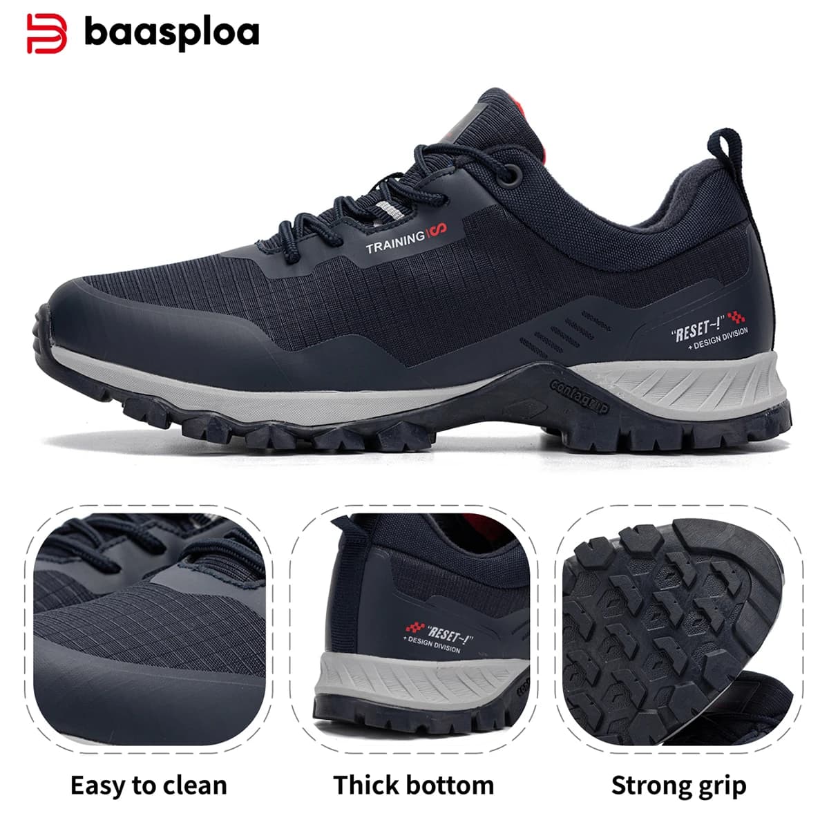 Baasploa Men Hiking Shoes New Outdoor Climbing Waterproof Non-slip Wear-resistant Sneakers Male Casual Lace-Up Walking Shoes 