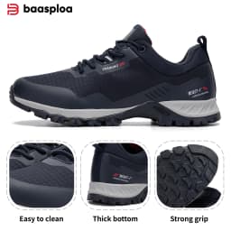 Baasploa Men Hiking Shoes New Outdoor Climbing Waterproof Non-slip Wear-resistant Sneakers Male Casual Lace-Up Walking Shoes 