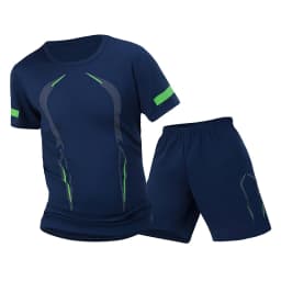 2 Pcs Men's Mesh Breathable Quick-drying Sports Suit Loose Plus Size Running Fitness Mountaineering Casual Short-sleeved Shorts