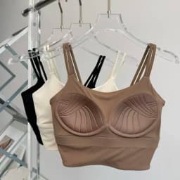 Women's Sports Bra with Padded Cups, Shockproof Running Sexy Strappy Yoga Vest, Outerwear Training Fitness Bra