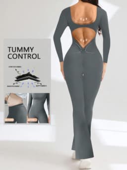 High quality solid color long sleeved compression exercise jumpsuit women's sportswear bell bottom pants sexy push up yoga set