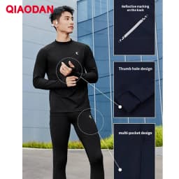 QIAODAN Warm Fitness Suit Two Pieces Set Mens 2025 Jogging Long Sleeve Moisture Wicking Sportswear For Gym Running QXENT3253090A