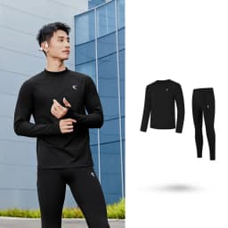 QIAODAN Warm Fitness Suit Two Pieces Set Mens 2025 Jogging Long Sleeve Moisture Wicking Sportswear For Gym Running QXENT3253090A