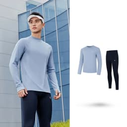 QIAODAN Warm Fitness Suit Two Pieces Set Mens 2025 Jogging Long Sleeve Moisture Wicking Sportswear For Gym Running QXENT3253090A