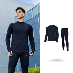 QIAODAN Warm Fitness Suit Two Pieces Set Mens 2025 Jogging Long Sleeve Moisture Wicking Sportswear For Gym Running QXENT3253090A