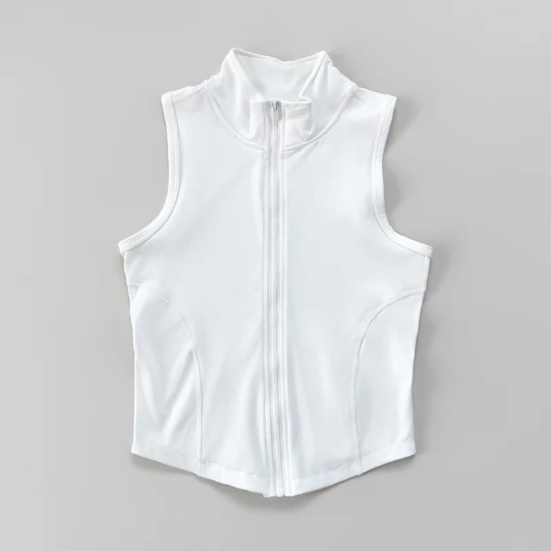 Women's Yoga, Fitness, Sports Clothing, Sleeveless Stand-Up Collar, Zipper Exercise Vest, Slender Yoga and Fitness Vest