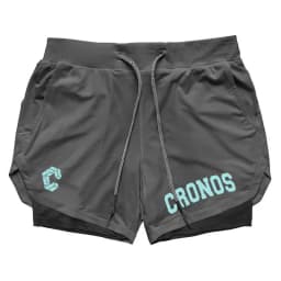 CRONOS Men's 2-in-1 Running Quick Drying Sport Shorts with Built-in Pockets for Fitness Gym Bodybuilding Workout