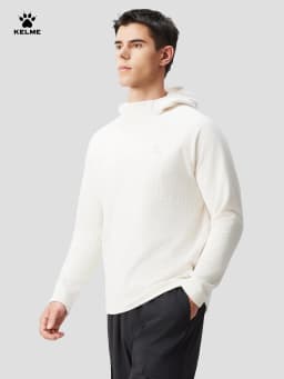 Kelme Men's Sports Hoodie Outdoor Windproof Jacket Casual Running Long Sleeved Fleece Warm Pullover