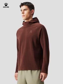 Kelme Men's Sports Hoodie Outdoor Windproof Jacket Casual Running Long Sleeved Fleece Warm Pullover