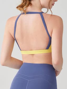 Women's Color Block Sports Bra with Fixed Padded, Beauty Back Tank Top for Running Fitness Yoga