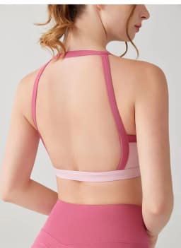 Women's Color Block Sports Bra with Fixed Padded, Beauty Back Tank Top for Running Fitness Yoga