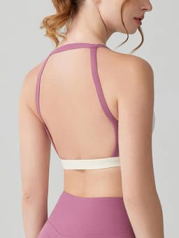 Women's Color Block Sports Bra with Fixed Padded, Beauty Back Tank Top for Running Fitness Yoga