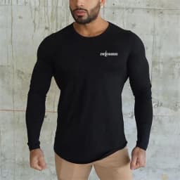 Autumn Slim Fit Sport Fitness Running Shirts Men Cotton Breathable Long Sleeve T-shirt Gym Bodybuilding Training Casual Clothing