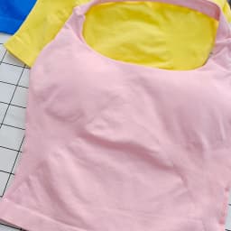 Women's Square Neck Deep Open Back Halter Bralette - Thick Straps, Slim-Fit, Removable Pads, Outerwear-Friendly Casual Top