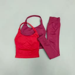 2 Piece Active Set Women Open Back Halter Top Peach Butt Lifting Leggings Seamless Soft Stretchy Gym Yoga Fitness Outfits