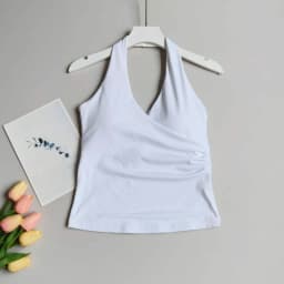 Women's Sexy V-Neck Nude Sports Bra Hanging Neck Breathable Gym Top Active Wear Fitness Yoga Vest Hanging Neck Design Yoga Bra