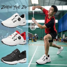 Professional Badminton Shoes with Rotary Lock Buckle, Breathable, Shock-Absorbing, Non-Slip, Comfortable Support for Court Swing Movements, Men's Casual Sports Shoes