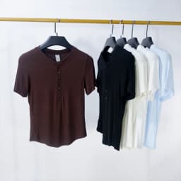 LULU FLORA Henry collar curved hem short sleeved T-shirt short cut slimming top yoga workout