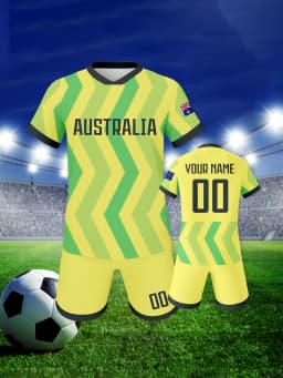 Custom Australia Soccer Kit Personalized Football Set with Name Number Breathable Team Training Uniform for Kids Youth