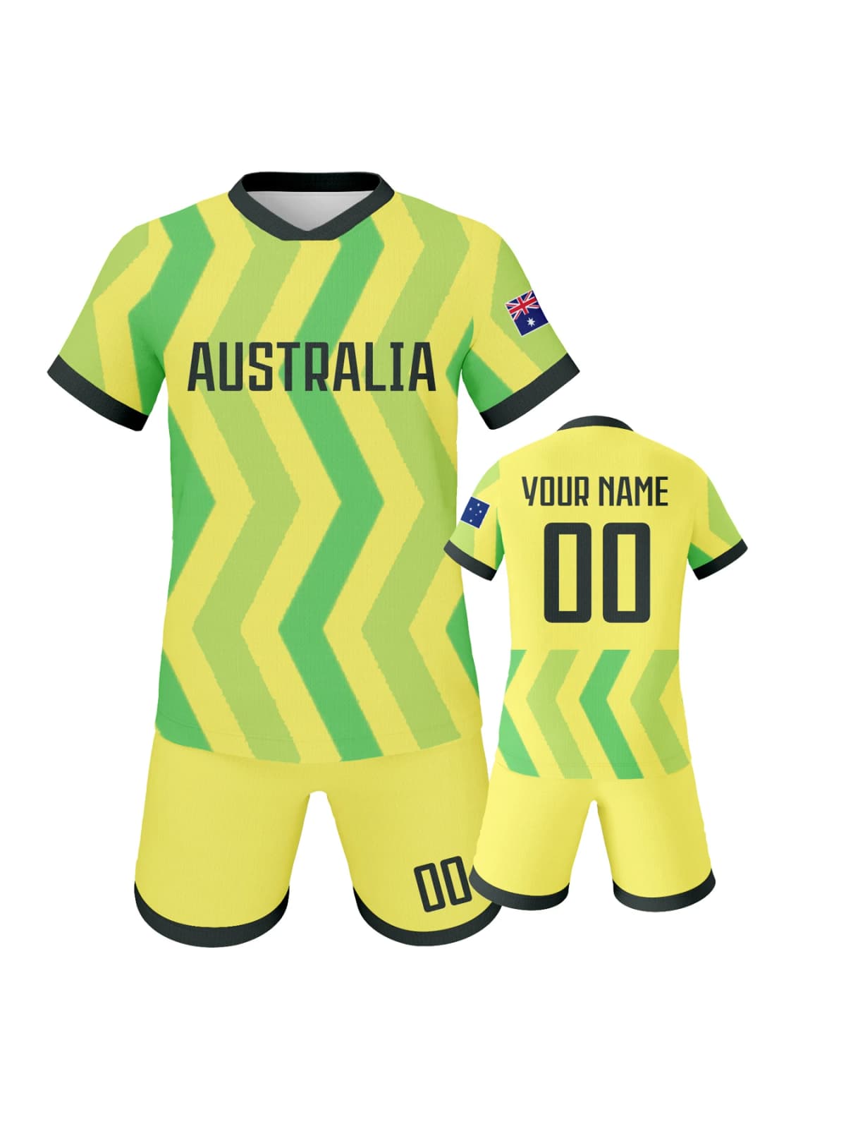 Custom Australia Soccer Kit Personalized Football Set with Name Number Breathable Team Training Uniform for Kids Youth