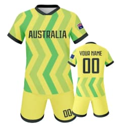 Custom Australia Soccer Kit Personalized Football Set with Name Number Breathable Team Training Uniform for Kids Youth