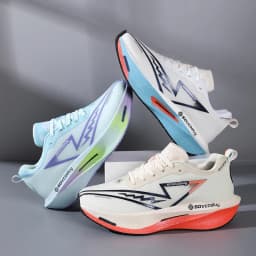 Breathable Knit Mesh Carbon Plate Running Shoes Shock Absorbing Athletic Sneakers