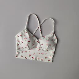 Cherry Print Yoga Vest Women with Chest Pad Fixed Cup Beautiful Back Sports Bra Running Fitness Clothing Outer Wear Suspenders