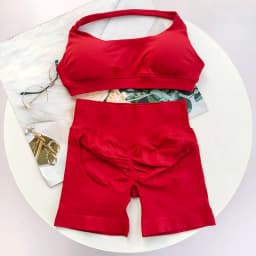 Women's Viral Peach Butt Lift Yoga Set - Halter Racerback Sports Top & Shorts, Wearable for Gym & Daily Wear