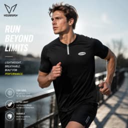 Veidoorn Men Half Zip Sports T-Shirt Running Training Tee With Vent Holes Breathable Athletic Top For Basketball Workout