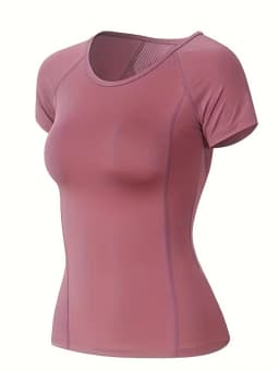 Women's sports T-shirt, breathable, sexy, back beauty, quick drying fabric, short sleeved yoga top for running training