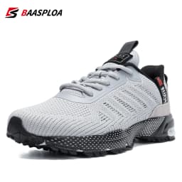 Baasploa Men Running Shoes Brand Mesh Breathable Casual Sneakers Male Lace-Up Comfort Lightweight Sport Shoes Non-Slip Outdoor