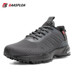 Baasploa Men Running Shoes Brand Mesh Breathable Casual Sneakers Male Lace-Up Comfort Lightweight Sport Shoes Non-Slip Outdoor