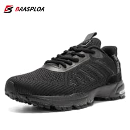 Baasploa Men Running Shoes Brand Mesh Breathable Casual Sneakers Male Lace-Up Comfort Lightweight Sport Shoes Non-Slip Outdoor