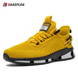 Baasploa Men Running Shoes Brand Mesh Breathable Casual Sneakers Male Lace-Up Comfort Lightweight Sport Shoes Non-Slip Outdoor