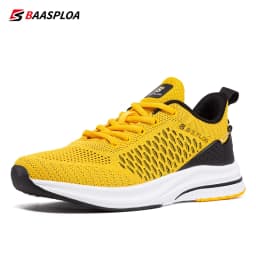 Baasploa Men Running Shoes Brand Mesh Breathable Casual Sneakers Male Lace-Up Comfort Lightweight Sport Shoes Non-Slip Outdoor