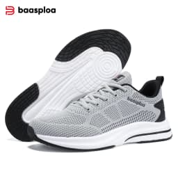 Baasploa Men Running Shoes Brand Mesh Breathable Casual Sneakers Male Lace-Up Comfort Lightweight Sport Shoes Non-Slip Outdoor