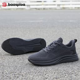 Baasploa Men Running Shoes Brand Mesh Breathable Casual Sneakers Male Lace-Up Comfort Lightweight Sport Shoes Non-Slip Outdoor