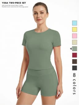 Fitfemme Women's  Two-Piece Set with Pockets Running Short Pants