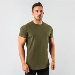 New Summer Leisure Running T-shirt Gym Training Tops Elastic Cotton Pure Color Short Sleeve Sports T-shirt Men Sportswear