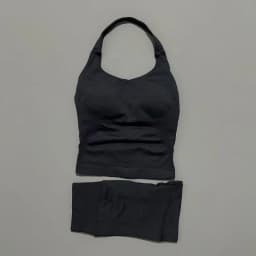 2 Pieces Shorts Yoga Set Women Backless Halter Tops High Waist Seamless Shorts Gym Suit Fitness Sportswear Workout Sets