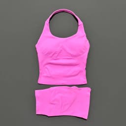 2 Pieces Shorts Yoga Set Women Backless Halter Tops High Waist Seamless Shorts Gym Suit Fitness Sportswear Workout Sets