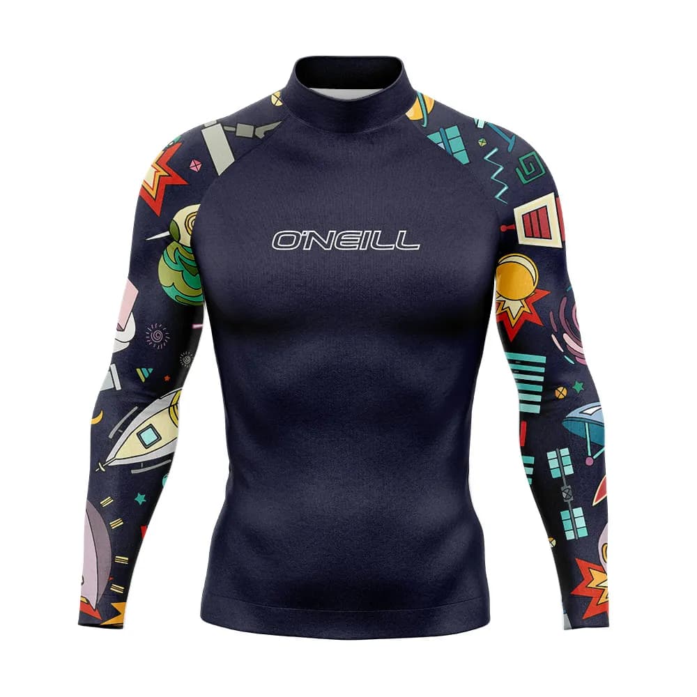 New Men's Funny Swimsuit Rash Guards Long Sleeve Surfing T-Shirt UPF 50+ Swimwear Quick Dry Beach Water Suit Sports Surf Clothes