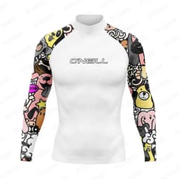 New Men's Funny Swimsuit Rash Guards Long Sleeve Surfing T-Shirt UPF 50+ Swimwear Quick Dry Beach Water Suit Sports Surf Clothes