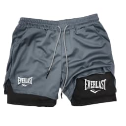 Men's running shorts, 2-in-1 double-layer sports shorts, sportswear, gym fitness shorts, training jogging pants