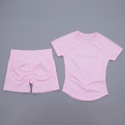 2 Pieces Sports Sets Short Sleeve Seamless Yoga Top Fitness Set Women Workout Running Sports Shorts Gym Suit