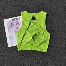 Women's One-Piece Outer-Wear Yoga Tank Top with Crisscross Stylish Back – Seamless Yoga Apparel That Doubles as a Sports Bra