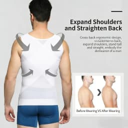 Men Invisible Mesh Cross Shapewear Vest, Sleeveless Compression Tank Top, Tummy Control Slimming Undershirt for Gynecomastia